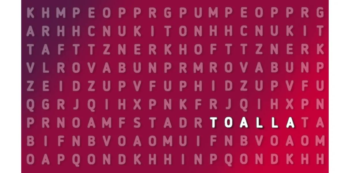 Reto visual para resolver en 7 segundos: encontrá la palabra "TOALLA" en tiempo récord