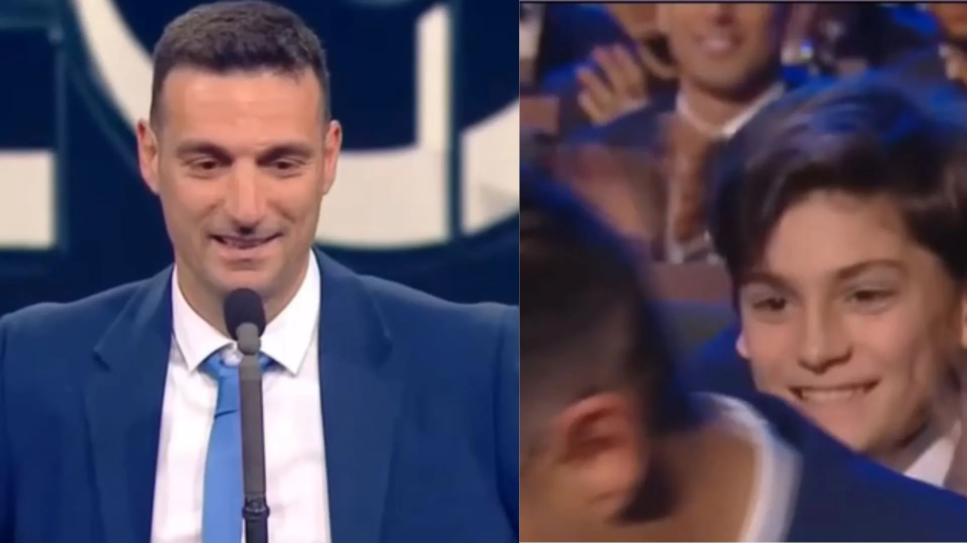 Lionel Scaloni ganó como mejor DT en los premios The Best 2022 y su hijo mayor estalló de emoción: “No tiene precio”
