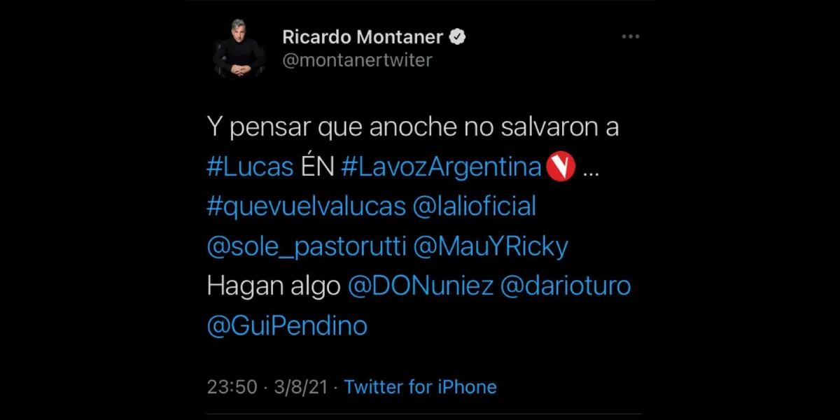 El tuit de Ricardo Montaner.