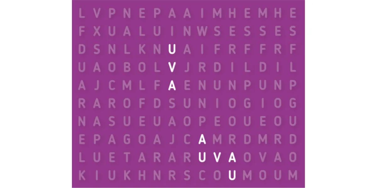 Reto visual nivel extremo: encontrar las tres palabras “UVA” que se esconden en la sopa de letras