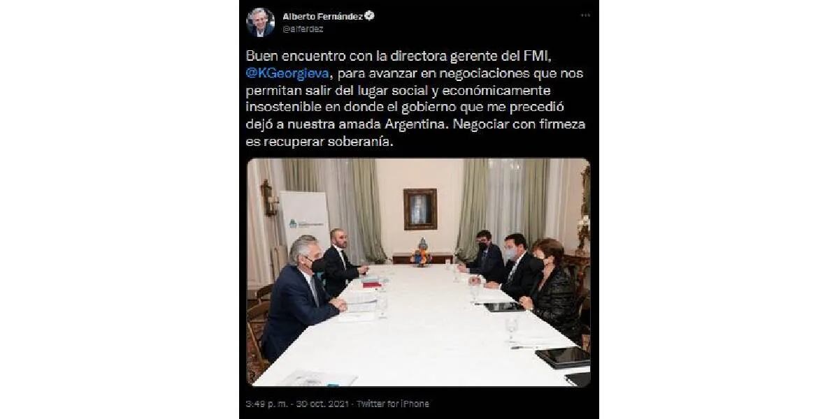Alberto Fernández se reunió con la titular del FMI, Kristalina Georgieva: “Negociar con firmeza es recuperar soberanía”