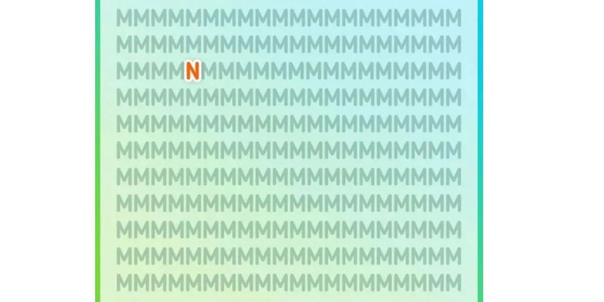 Reto visual: encontrar la letra N entre las letras M en menos de 10 segundos