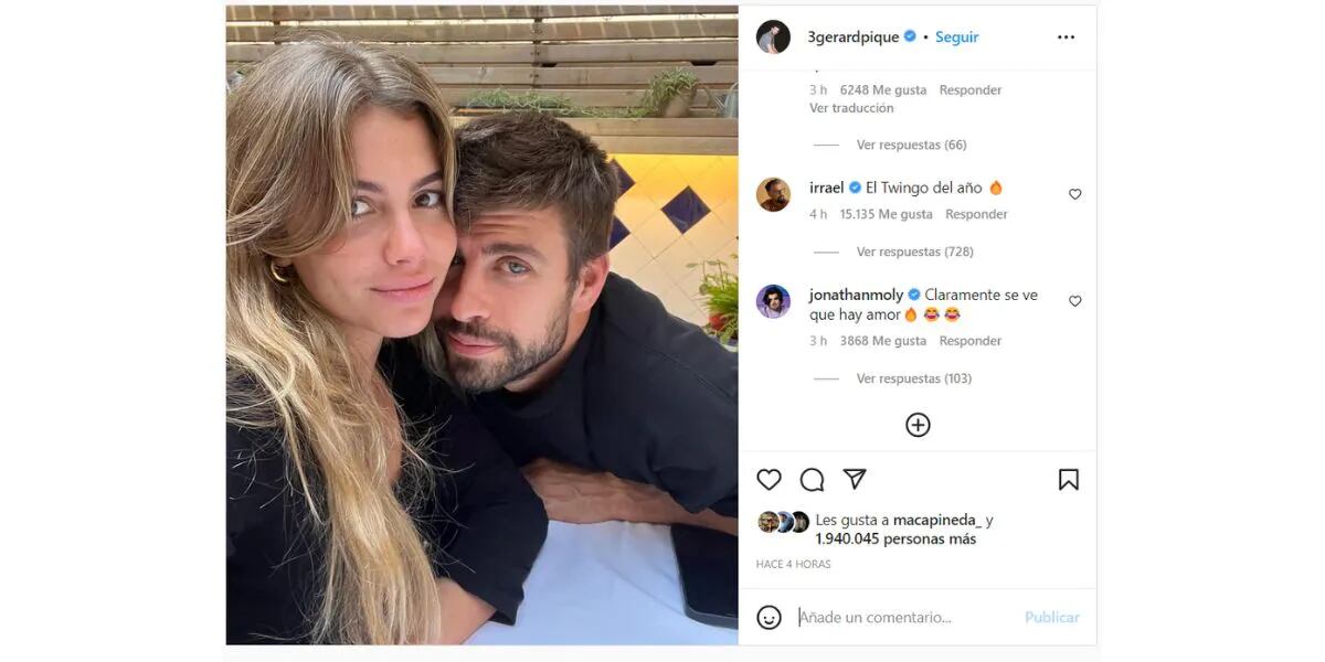 Gerard Piqué subió una foto por primera vez con Clara Chía Marti y las redes reaccionaron fuerte: “Claramente se ve”