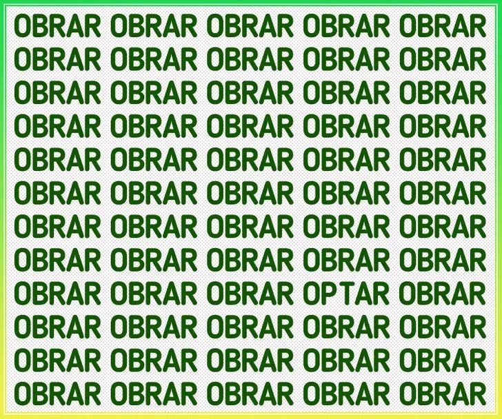 Reto visual que solo el 5% pudo resolver: encontrar la palabra OPTAR en medio de una multitud de OBRAR