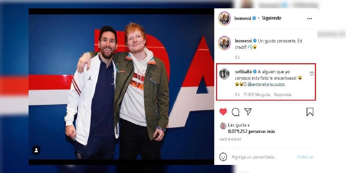 La foto de Lionel Messi con Ed Sheeran generó un comentario para Antonela Roccuzzo: "Le encanta"