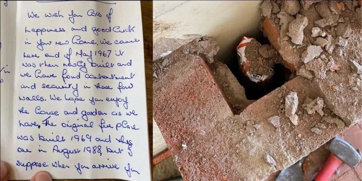 Remodelaban su casa y se encontraron escondida una nota del dueño anterior: “Buena suerte”