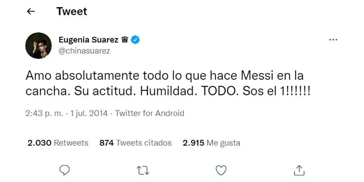 Las redes “carpetearon” a la China Suárez por unos tuits sobre Lionel Messi: “Quiero uno”
