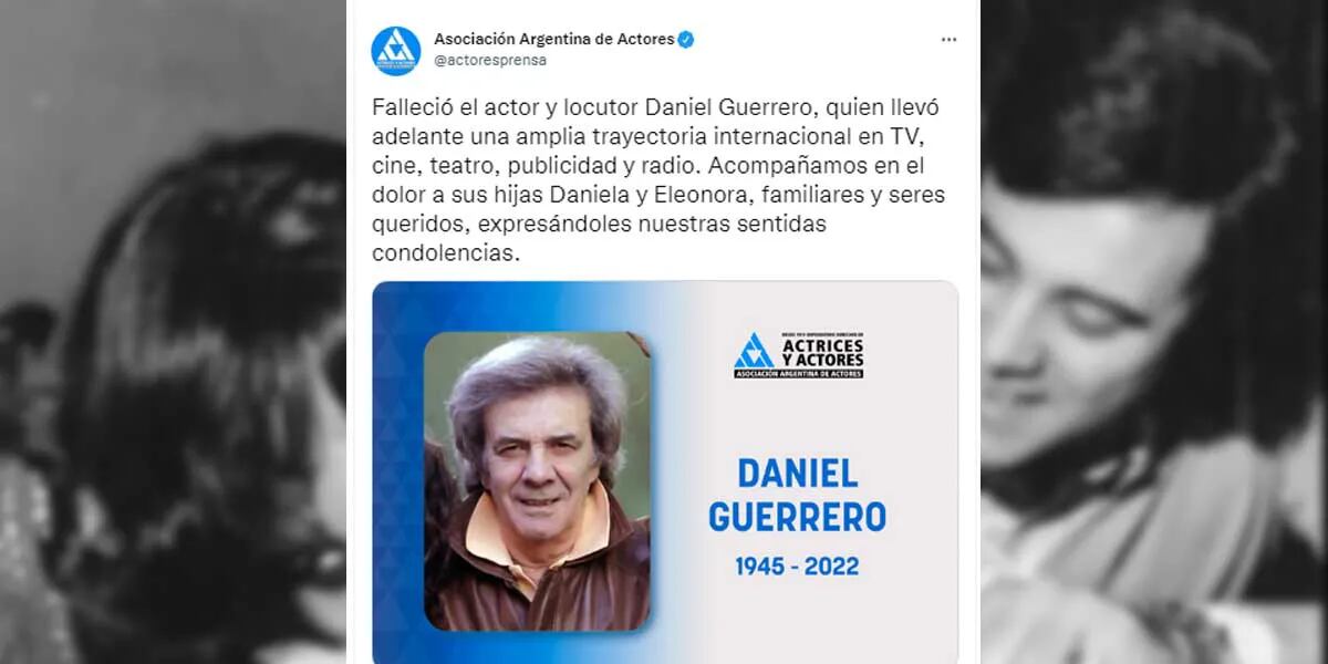 Murió Daniel Guerrero