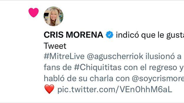 Cris Morena ilusionó a los fans de Chiquititas con la vuelta del programa.