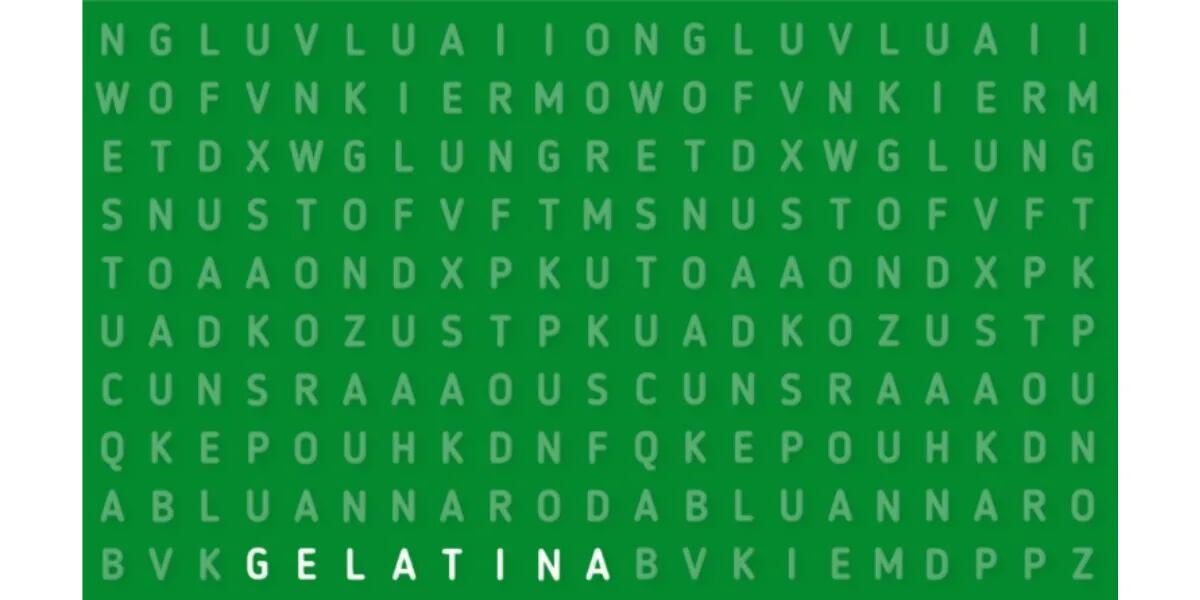 Reto visual para resolver en 8 segundos: encontrá la palabra GELATINA en tiempo récord