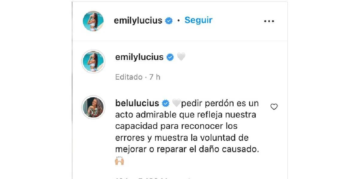 Belu Lucius apoyó a Emily tras los rumores de pelea con su hermana: “Es un acto admirable”