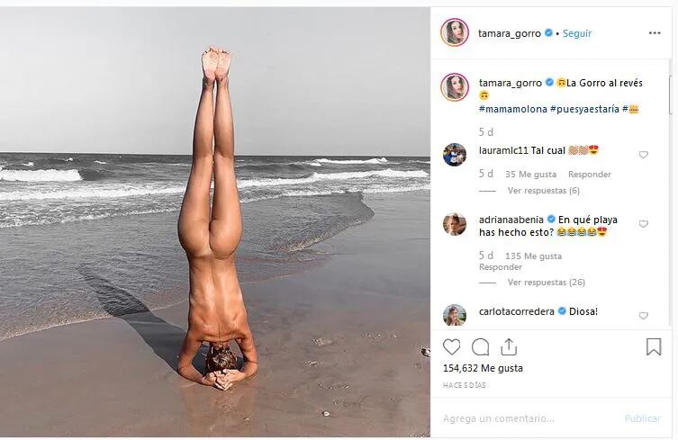 Con una osada foto desnuda, la esposa de Ezequiel Garay desafío a Instagram: “Al revés”