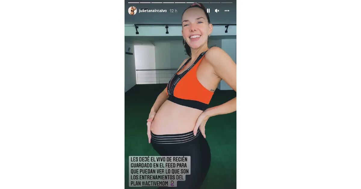 Julieta Nair Calvo entrenó y mostró su pancita de embarazada: "Mamá activa"
