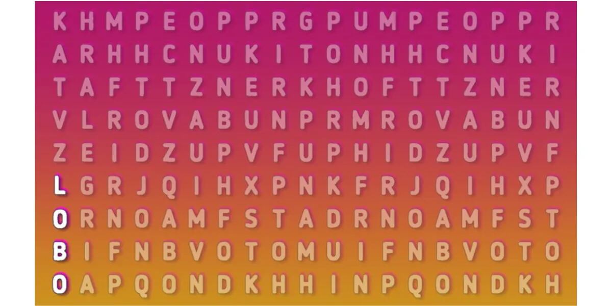 Reto visual que el 97% no logra resolver: encontrar la palabra “LOBO” oculta en la sopa de letras