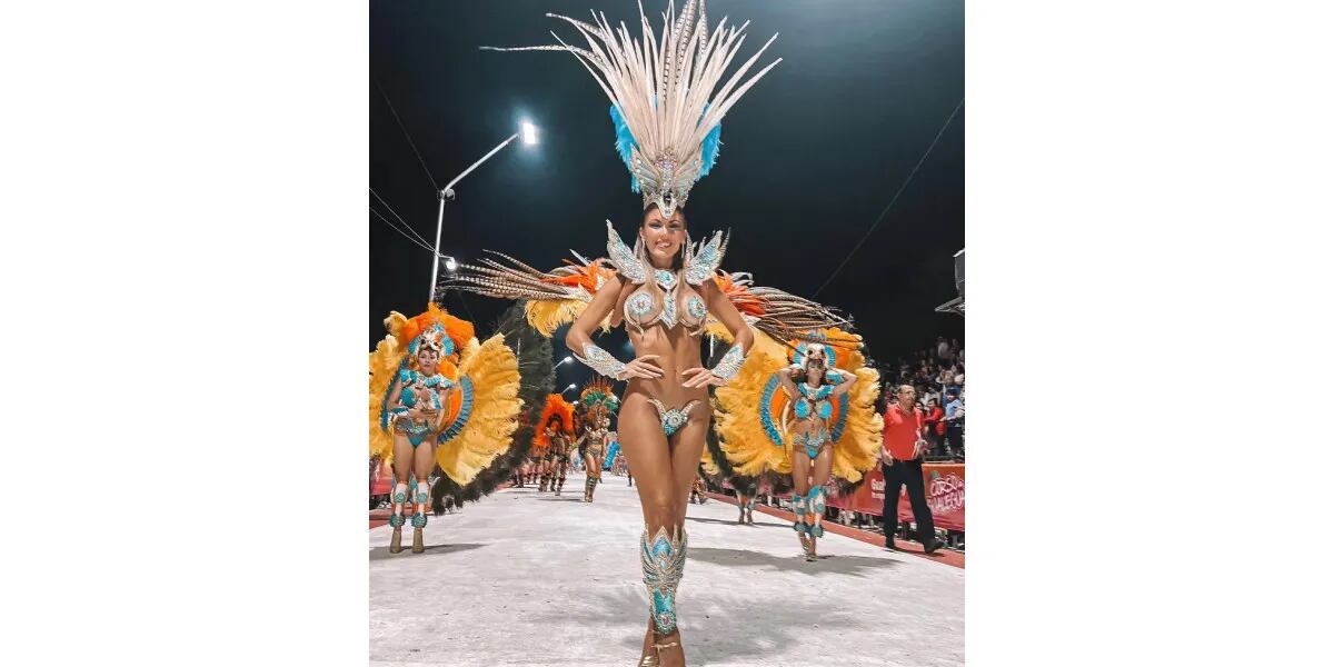 La novia de Lisandro Martínez deslumbró en el carnaval de Gualeguay con los colores de la Selección