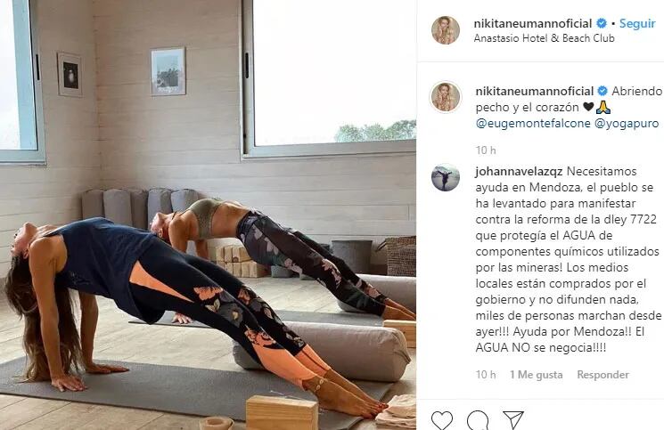 Nicole Neumann aprovechó sus vacaciones para hacer yoga