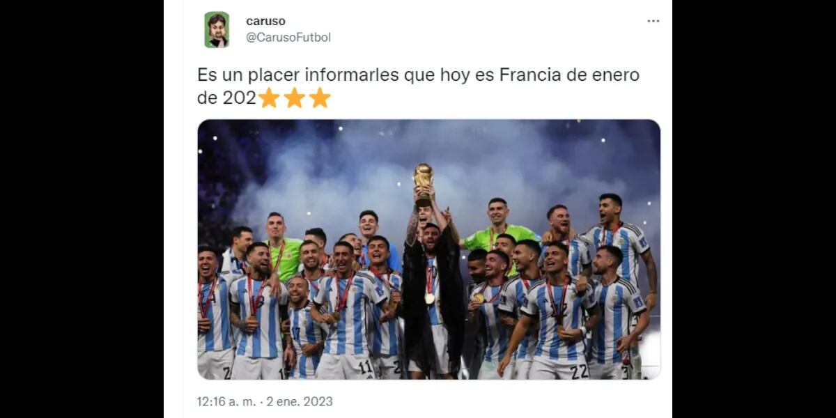 "Francia de enero", los hinchas argentinos explotaron las redes con los mejores memes en el segundo día del año
