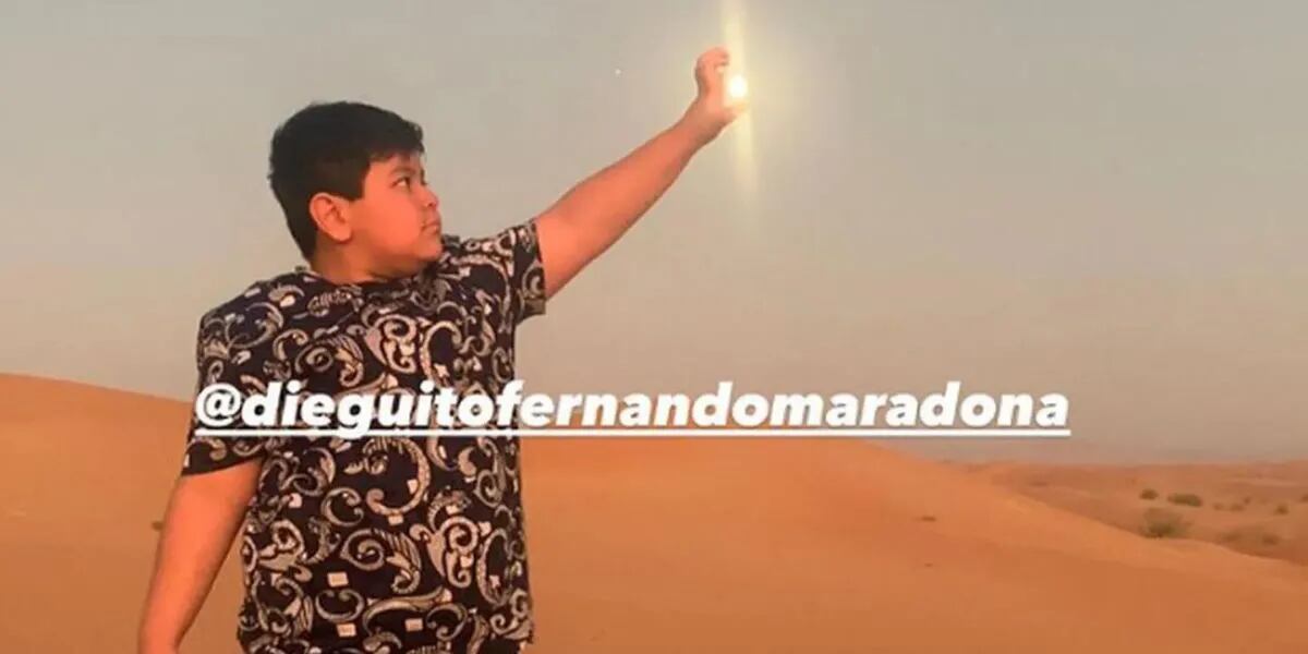 Dieguito Fernando Maradona se emocionó al conocer el desierto de Dubai