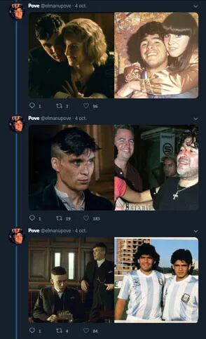 El hilo de Twitter que enloquece a los fanáticos de "Peaky Blinders": Thomas Shelby como Diego Maradona
