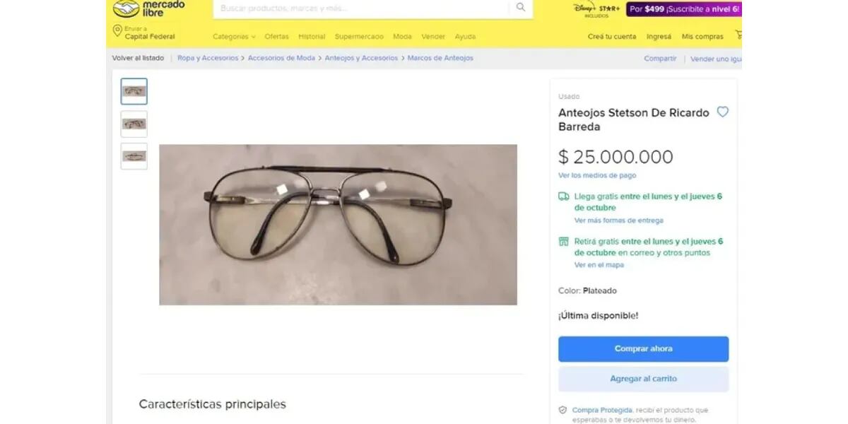 Venden los anteojos de Ricardo Barreda en Mercado Libre por 25 millones de  pesos | La 100