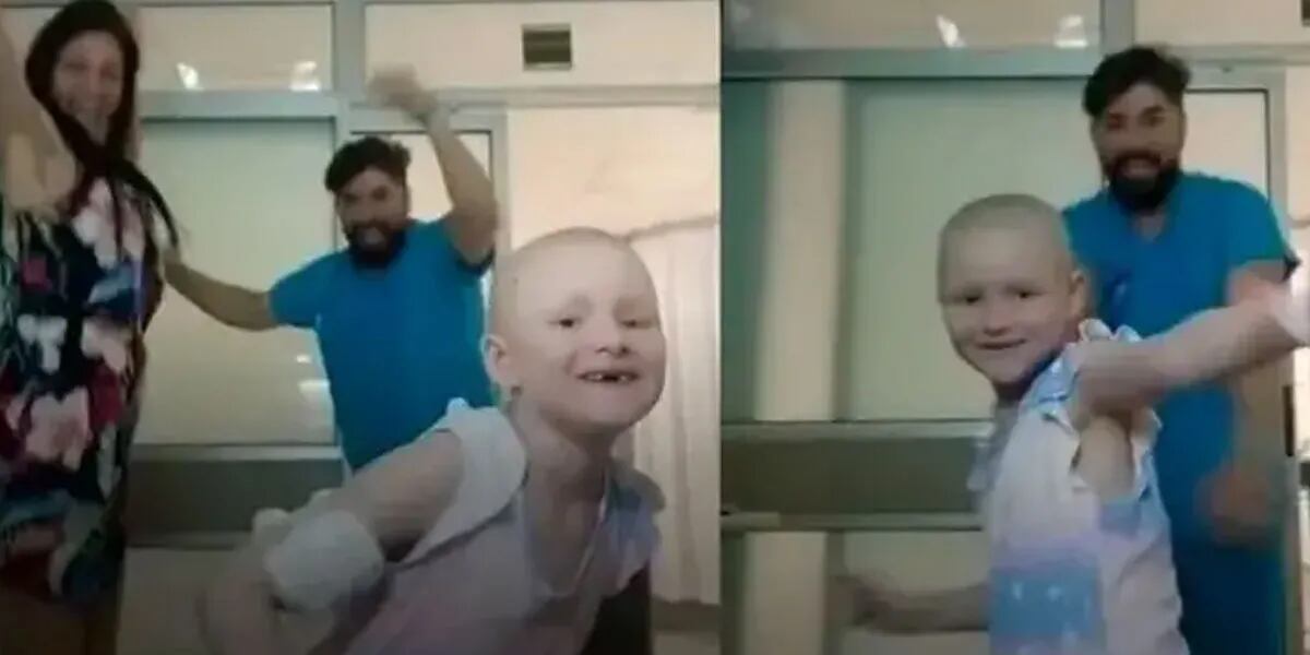 Un enfermero y una nena de 6 años festejaron la última quimioterapia y el video conmueve al mundo