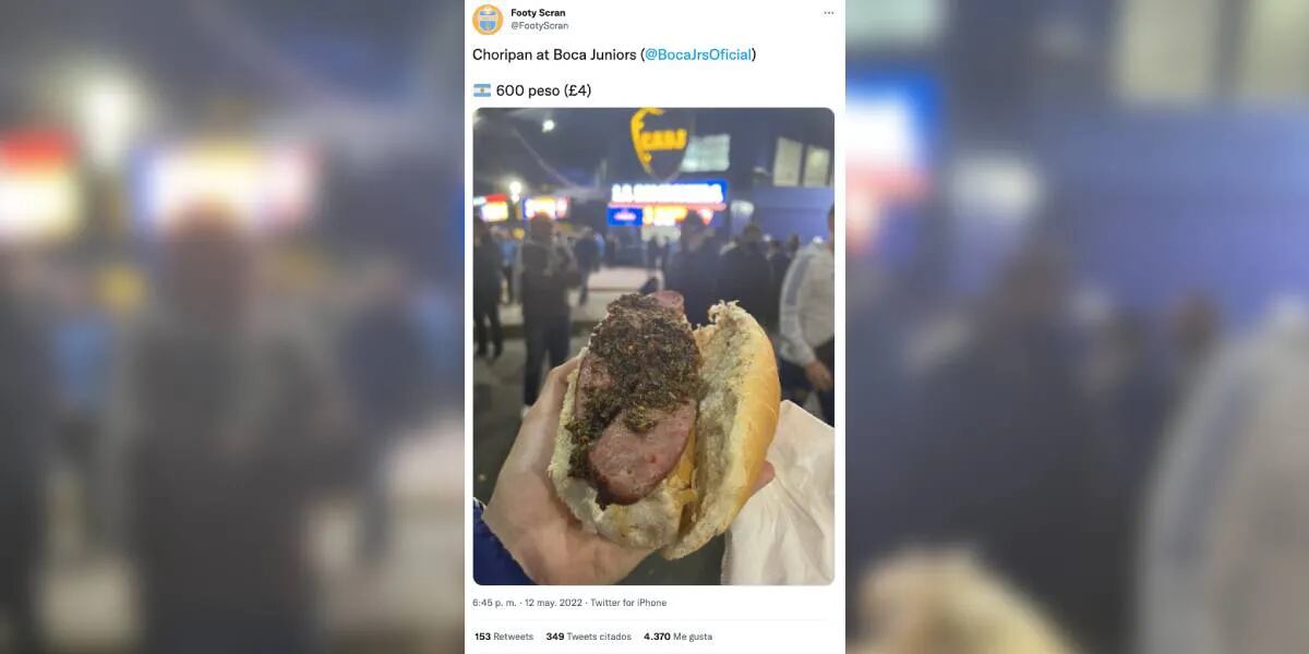 Fue a la Bombonera, publicó una foto comiendo un choripán y se volvió viral: “Le afanaron”