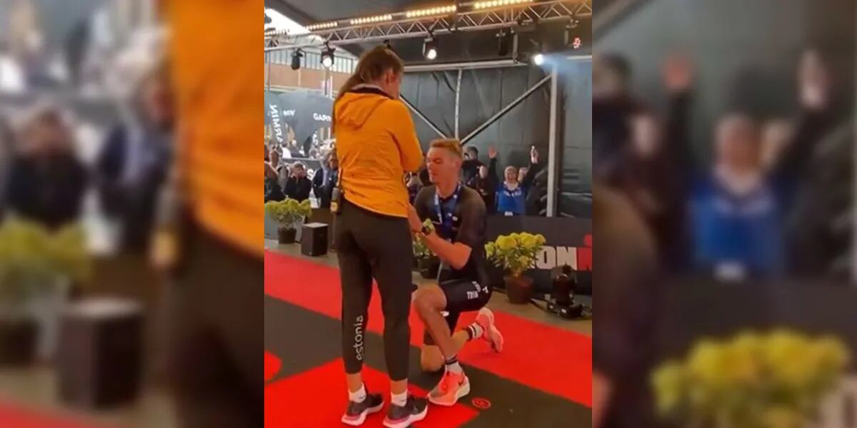 Un atleta le propuso matrimonio a su pareja tras una competencia pero terminó gimiendo de dolor: “Dijo que sí”