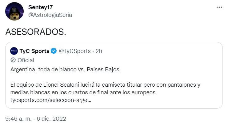 La reacción de un astrólogo por el cambio de uniforme de la Selección Argentina para enfrentar a Países Bajos: "Asesorados"