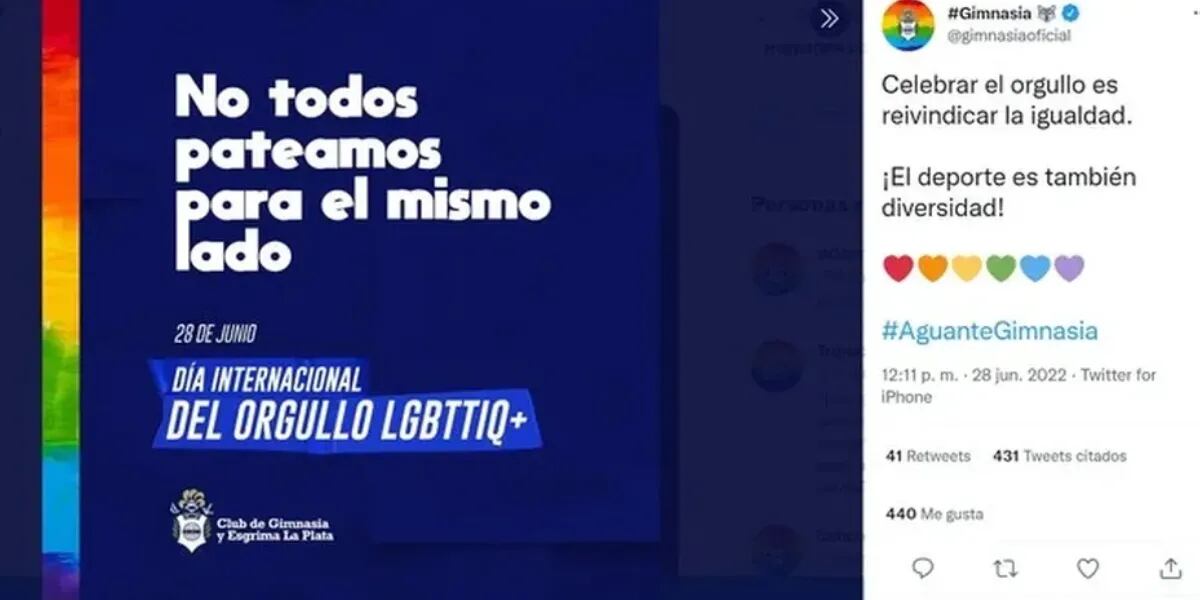 La repudiable publicación de Gimnasia de La Plata en el Día Internacional del Orgullo LGBTTIQ+