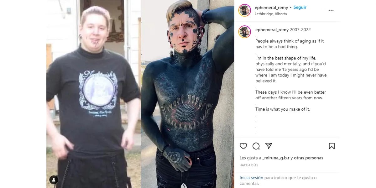 Un hombre que tiene el 95 por ciento de su cuerpo tatuado mostró el antes y el después