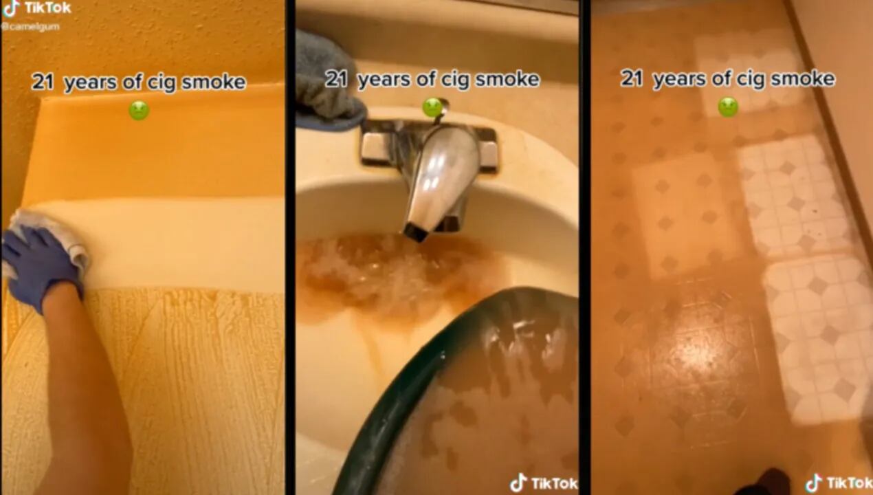 Video: revelaron los efectos de 21 años de tabaco en las paredes de una casa