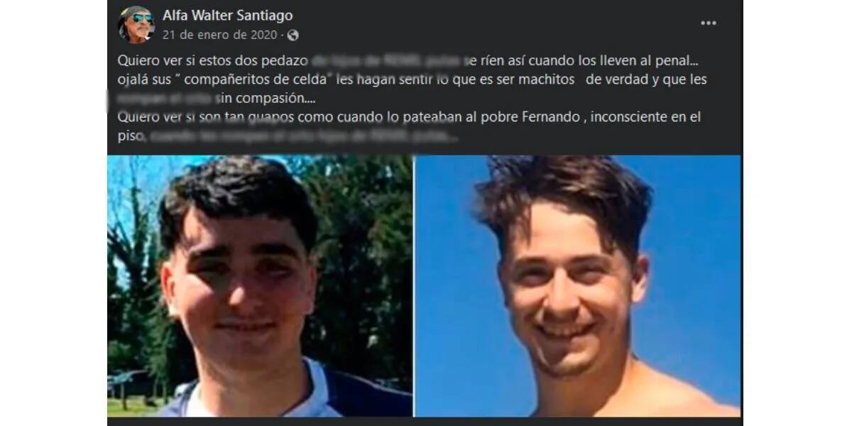 “Ojalá les hagan sentir lo que es ser machitos”, el letal mensaje de Alfa contra los rugbiers acusados de asesinar a Fernando Báez Sosa