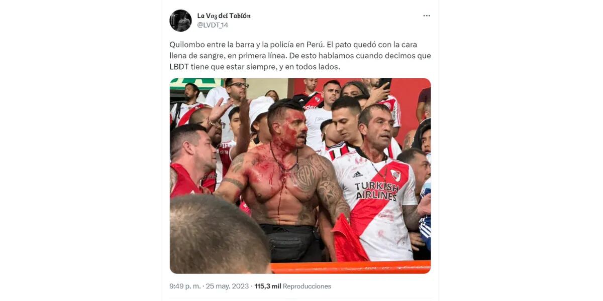 Feroz enfrentamiento entre barras de River y la Policía de Perú en pleno partido por la Copa Libertadores