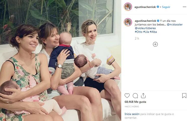 La foto más tierna: Marcela Kloosterboer, Agustina Cherri y Violeta Urtizberea posaron con sus bebés