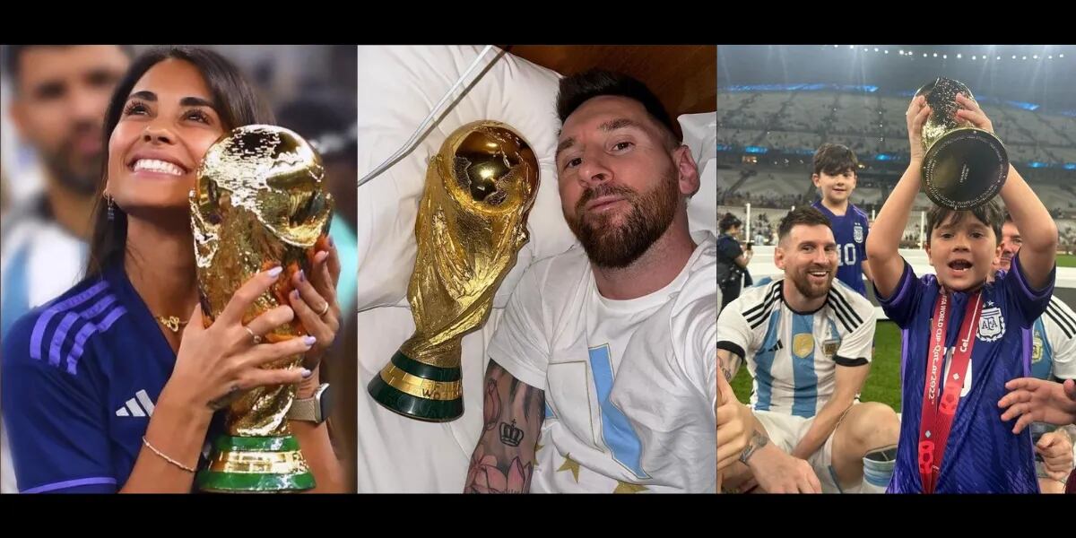 El épico carrete de fotos de Antonela Roccuzzo y Lionel Messi con la Copa del Mundo: “Sin palabras”