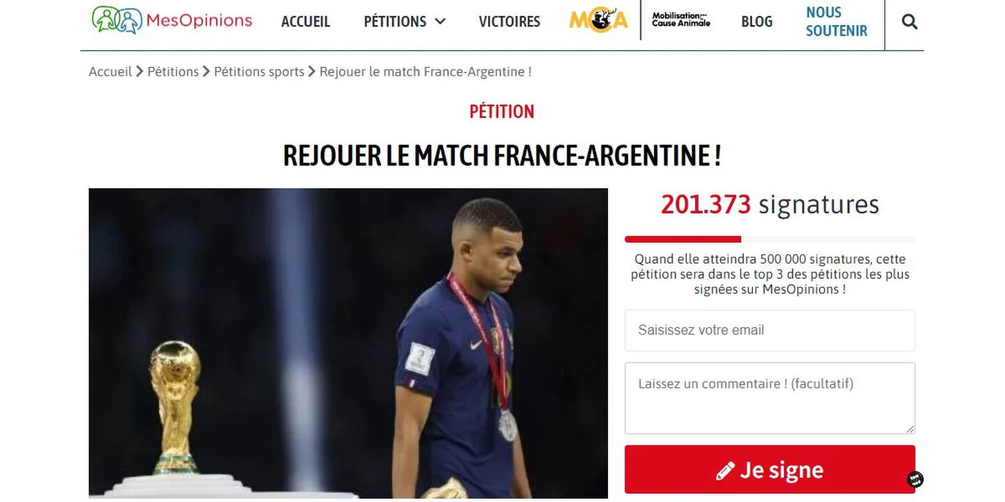 ¡¡ANDÁ P'ALLÁ, B*BO!! Francia junta firmas para repetir la final del Mundial ante Argentina: "¡Firma y comparte en masa para que se repita el partido!”