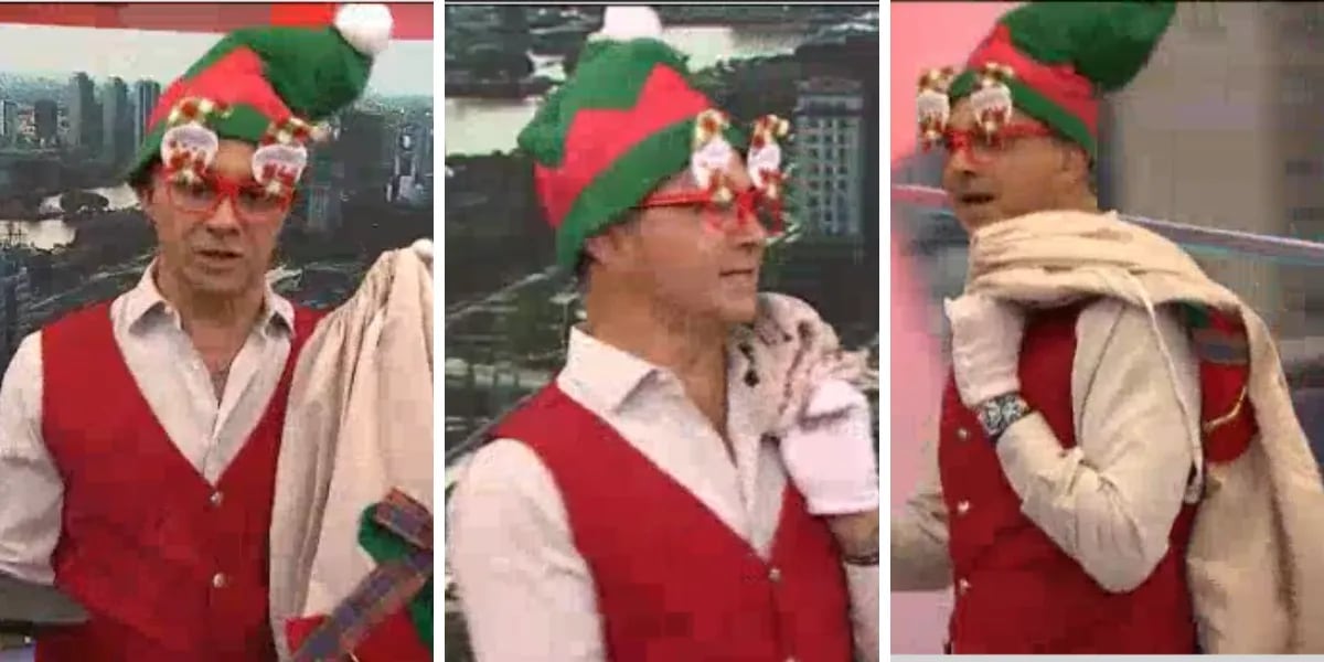 “El asistente de Papá Noel”, Sergio Lapegüe palpita las fiestas y se disfrazó de duende en vivo