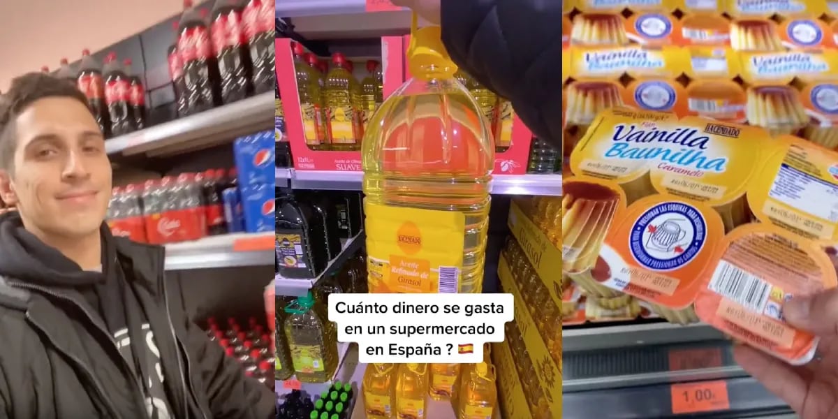 Es argentino, viajó a España y mostró cuánto cuesta ir de compras al supermercado