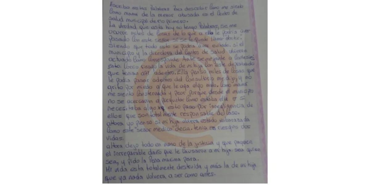La estremecedora carta de la mamá de una joven que denunció por abuso al “doctor aborto”