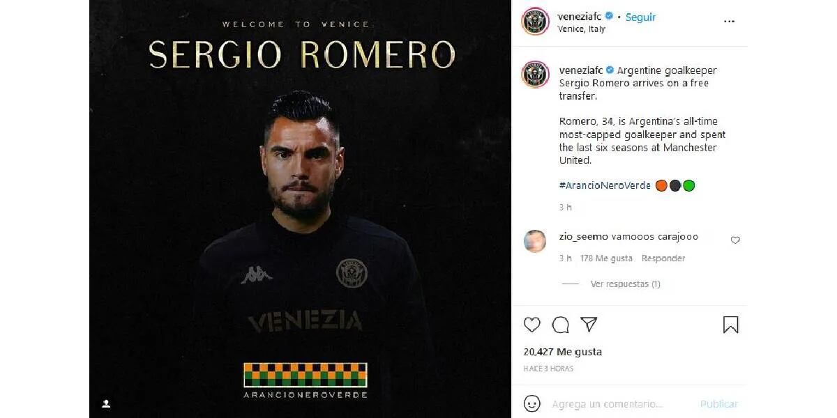A los 34 años y tras más de 1 sin atajar, “Chiquito” Romero consiguió nuevo club