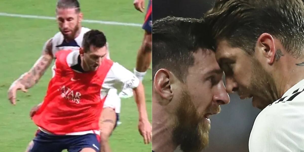 Video: Messi estalló contra Sergio Ramos tras una patada en el entrenamiento del PSG y lo fue a encarar 