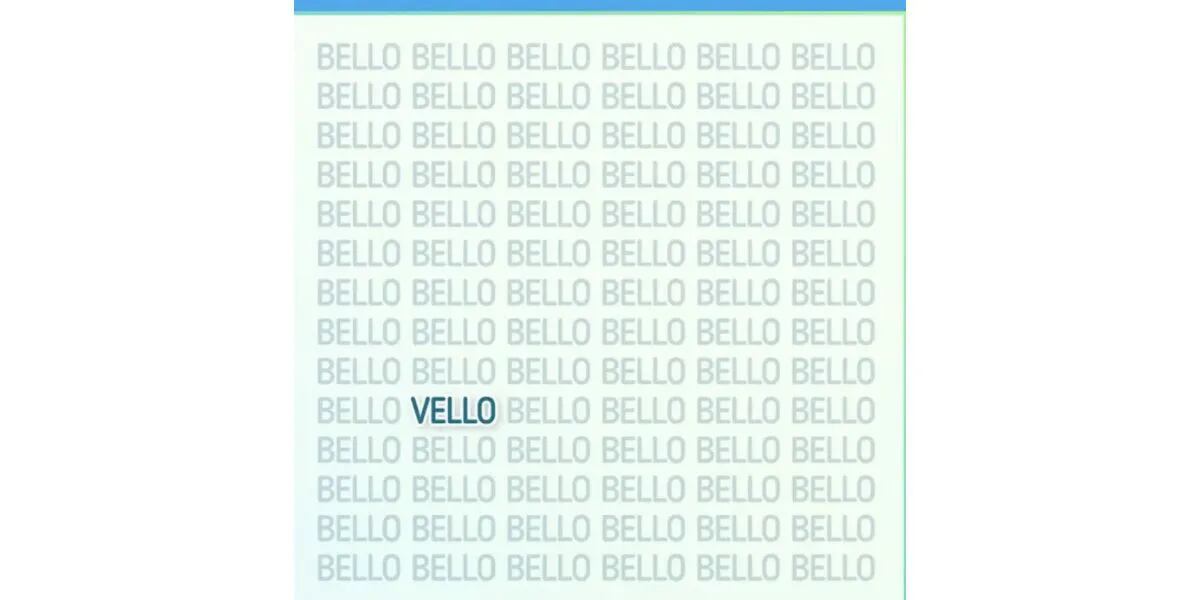 Reto visual nivel DIOS: encontrá la palabra VELLO en un mar de BELLO en 9 segundos